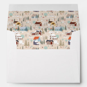 Cosy Winter Village Scene Pattern Envelope