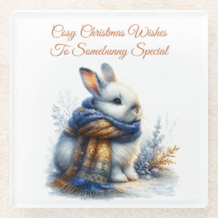 Cosy Winter Wishes To Somebunny Special Rabbit Glass Coaster