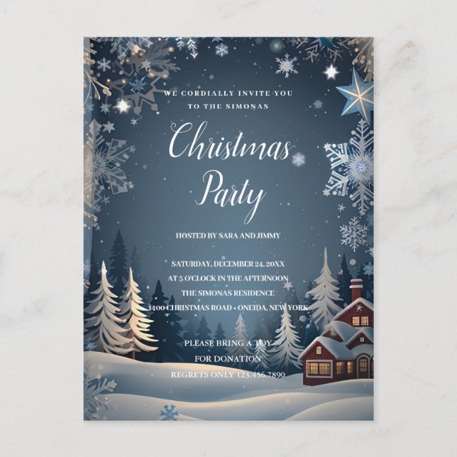 Cosy winter wonderland Christmas Party Postcard (Front)