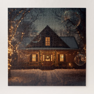 Cosy Winter Wonderland Home with Bubbles Jigsaw Puzzle