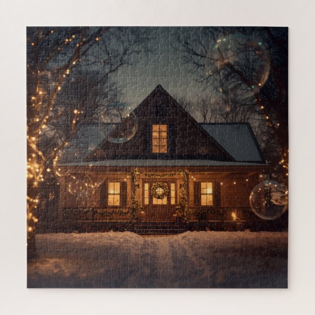  Cosy Winter Wonderland Home with Bubbles Jigsaw Puzzle (Vertical)