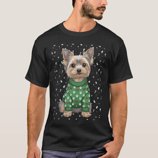 cosy winter yorkshire terrier funny dog lovers T-Shirt (Front)