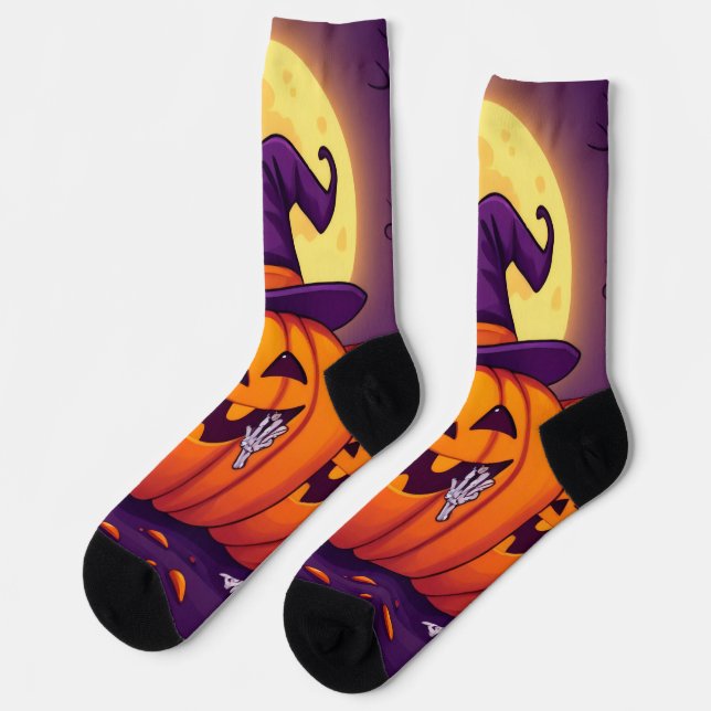 Cosy Witch Coffee Socks – Cute Halloween Magic (Left)