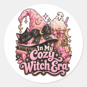 Cosy Witch Era Cute Pink Halloween Classic Round Sticker