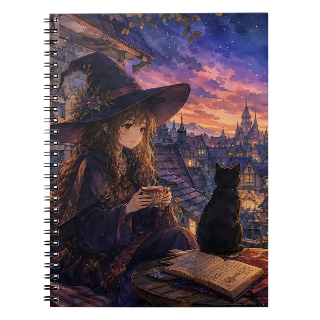 Cosy Witch Evening Spiral Notebook (Front)