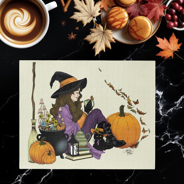  Cosy Witch Vibes Halloween Pumpkins Purple Jigsaw Puzzle (Creator Uploaded)