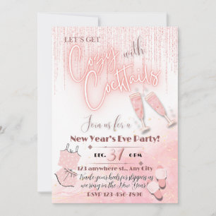 Cosy with Cocktails New Years PJ Party Invitation