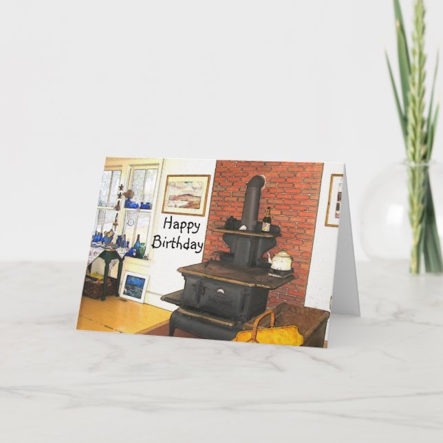 Cosy Wood Stove Farmhouse Card (Front)