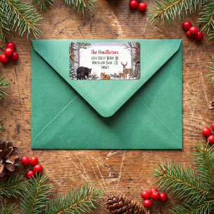 Cosy Woodland Animal Christmas  Label