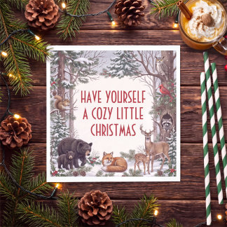 Cosy Woodland Animals Christmas Napkin