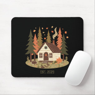 Cosy Woodland Cabin Autumn and Winter Custom Produ Mouse Mat