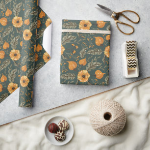 Cosy Woodland Floral Botanical Wrapping Paper