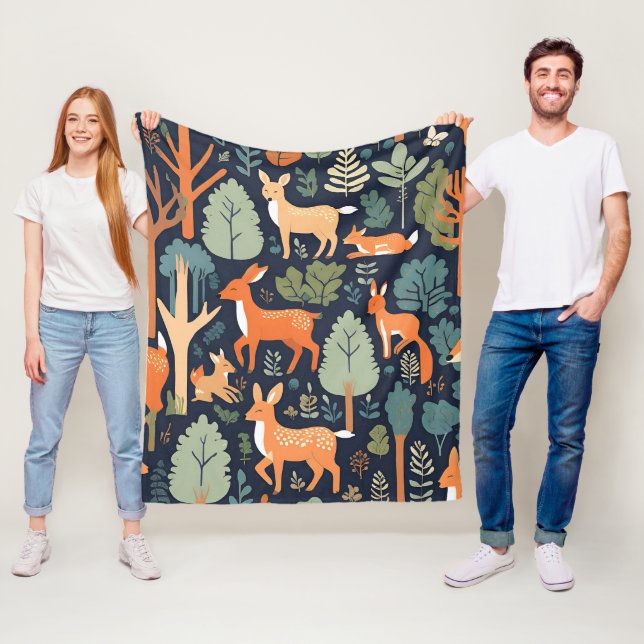 Cosy Woodland Friends Fleece Blanket (In Situ)