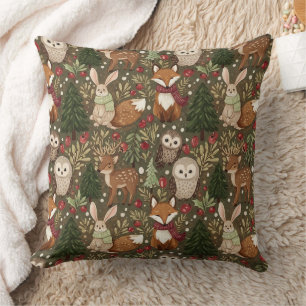 Cosy Woodland Friends Winter Cottagecore Cushion