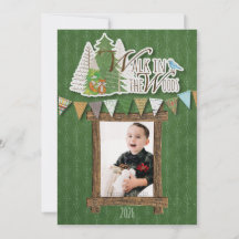 Cosy Woodland Holiday Card Green Ornamental