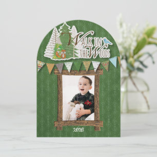 Cosy Woodland Holiday Card Green Ornamental