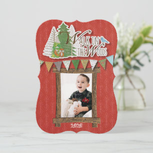 Cosy Woodland Holiday Card Red Ornamental