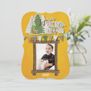 Cosy Woodland Holiday Card Yellow Ornamental