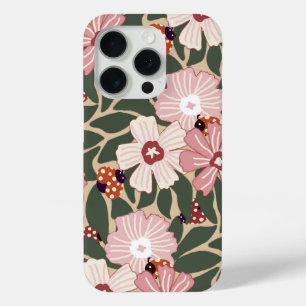 Cosy Woodland Ladybugs & Wildflower Earthy Colours iPhone 15 Pro Case