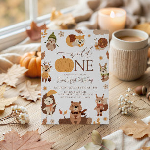 Cosy Woodland Wild One 1st Birthday Invite