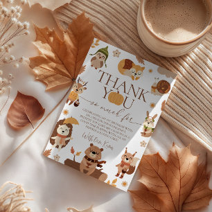 Cosy Woodland Wild One Birthday Thank You Invitation