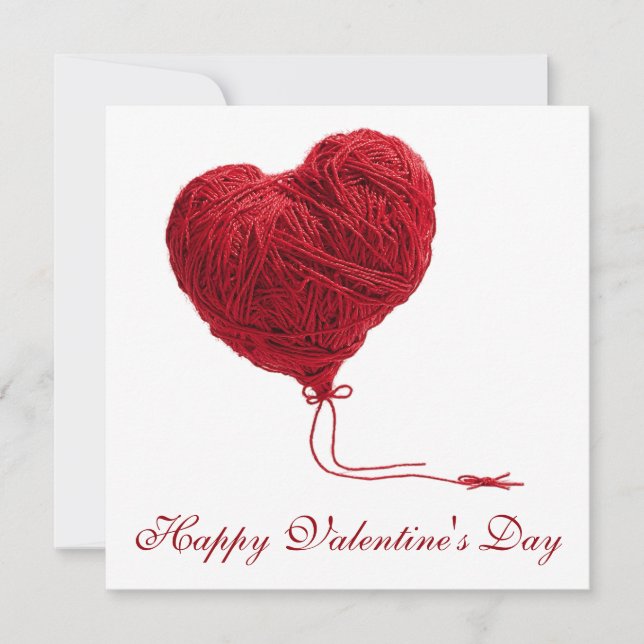 Cosy Yarn Heart for Valentines Card (Front)