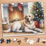 Cosy Yellow Labrador Retriever Dog Christmas  Jigsaw Puzzle<br><div class="desc">Looking for a fun and engaging activity to share with your family this holiday season? Look no further than our jigsaw puzzle collection featuring playful Labrador Retrievers! As a dog lover, you'll adore the variety of designs we offer, including cute and cuddly puppies, loveable yellow, chocolate, and black Labs, and...</div>