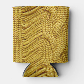 Cosy Yellow Sweater: Textured Background Can Cooler