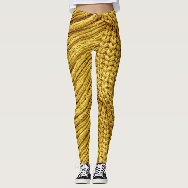 Cosy Yellow Sweater: Textured Background Leggings (Front)
