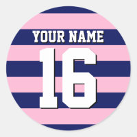 Cot Candy Pink Navy Blue Team Jersey Preppy Stripe