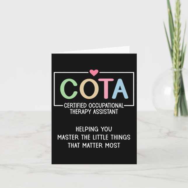 Cota Appreciation Certified Occupational Therapy I Card (Front)