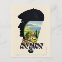 Côte Basque France Vintage Travel Poster