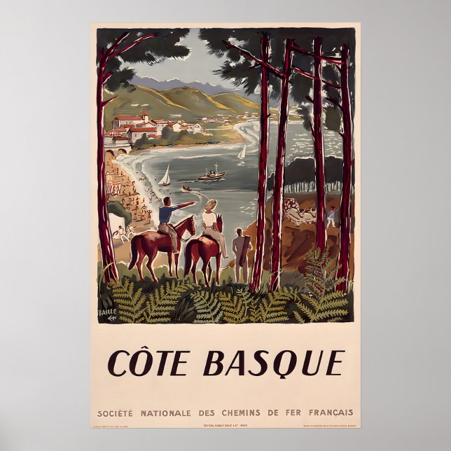Cote Basque Vintage Travel Poster (Front)