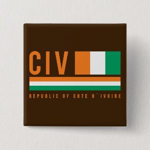 Cote d`Ivoire ISO Code Design 15 Cm Square Badge