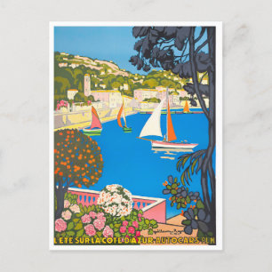 Cote d'Azur France vintage travel Postcard
