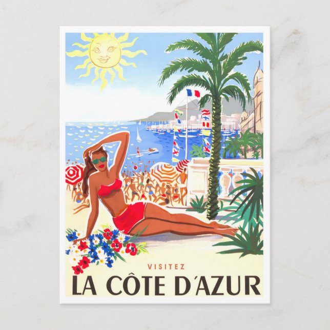 Cote D'Azur France vintage travel Postcard (Front)