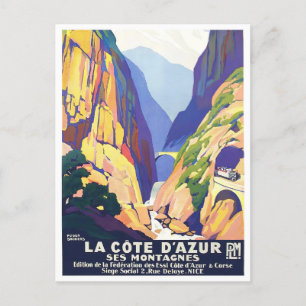 Cote D'Azur France vintage travel Postcard