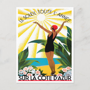 Cote D'Azur France vintage travel Postcard