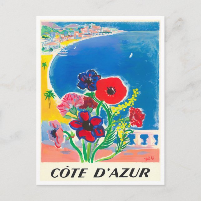 Cote D'Azur France vintage travel Postcard (Front)