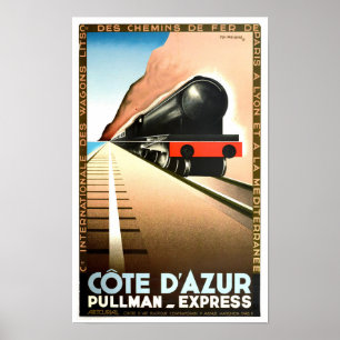 Cote D'Azur France vintage travel Poster