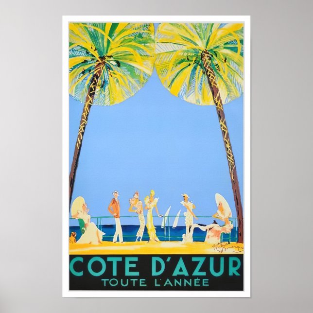 Cote D'Azur France vintage travel Poster (Front)
