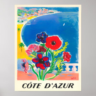 Cote D'Azur France vintage travel Poster