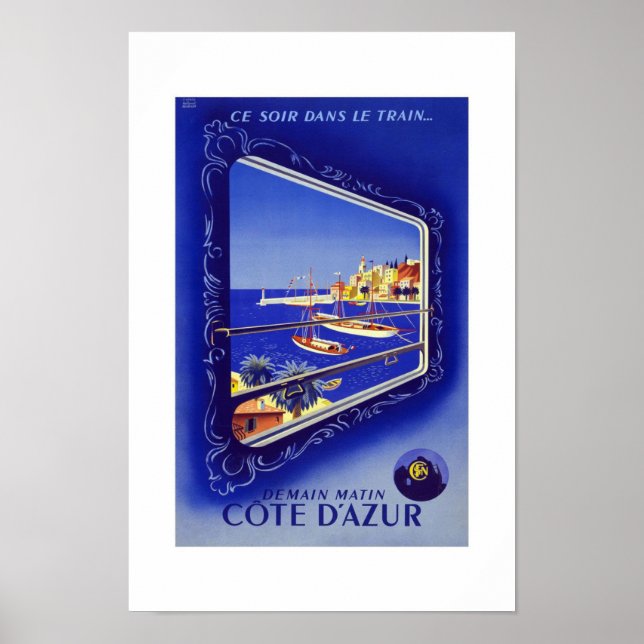 Cote D'azur France Vintage Travel Poster (Front)
