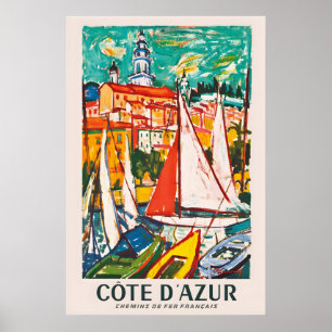 Cote D'Azur French Railway Vintage Travel Poster
