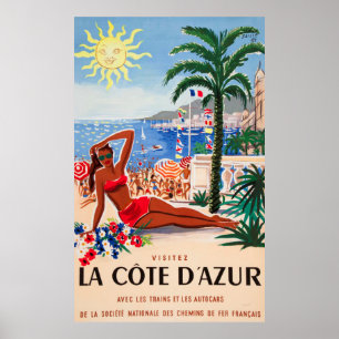 Cote D'Azur Vintage French Travel Poster