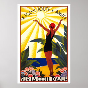 Côte d'Azur Vintage Travel Poster French Riviera
