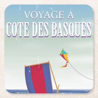 Cote des Basques France travel poster Square Paper Coaster