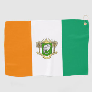 Cote d'Ivoire flag-coat of arms  Golf Towel
