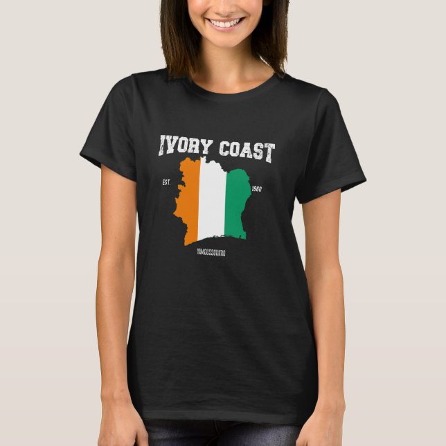 Côte d'Ivoire Flag, Côte d'Ivoire Map, Ivorian Nat T-Shirt (Front)