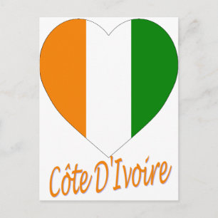 Cote D'Ivoire Flag Heart Postcard